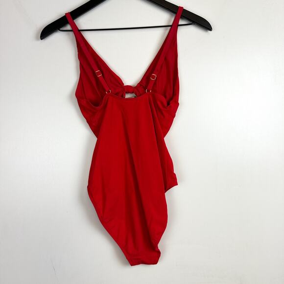 Tory Burch Poppy Red Palma Cut Out One Piece Swim Suit - S - Picture 4 of 8
